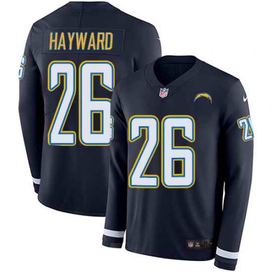 Nike Chargers #26 Casey Hayward Navy Blue Team Color Men Stitched NFL Limited Therma Long Sleeve Jersey